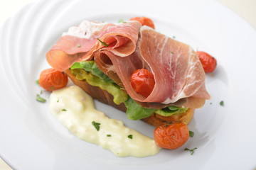 jamon crudo pata negra tomatos cream