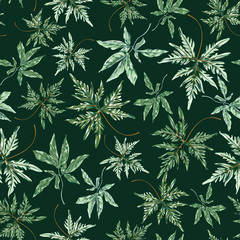 Green Seamless Vector Leaf Botanical Pattern