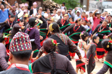 Local Nepali people are having dance festivals around Bhaktapur Durbar Square