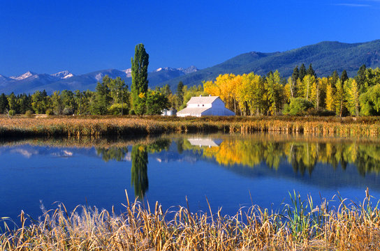 A White Barn & Fall Colors in Lee Metcalf National Wildlife Refuge