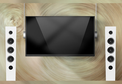 Modell eines modernen schlanken Fernsehbildschirms