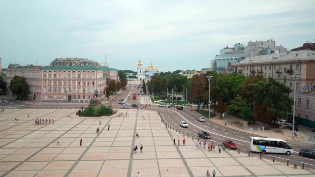 Aerial view of St. Sophia square and Bohdan Khmelnytsky Monument