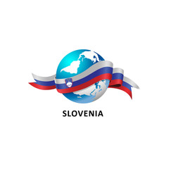 Vector Illustration of a world – world with slovenia flag
