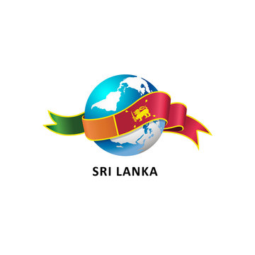 Vector Illustration of a world – world with sri lanka flag