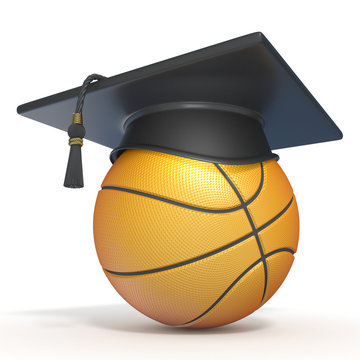 Graduation Cap On Basketball 3D