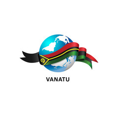 Vector Illustration of a world – world with vanatu  flag