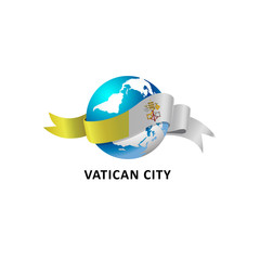 Vector Illustration of a world – world with vatican city flag
