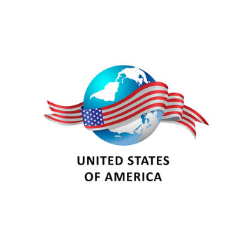 Vector Illustration of a world – world with united states of america flag