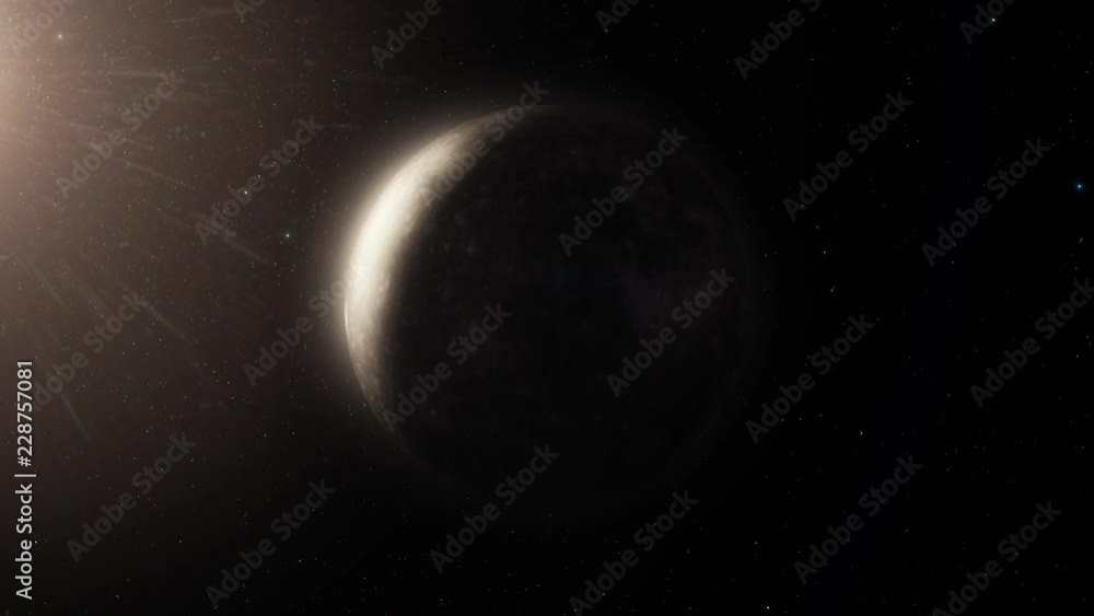Poster deep space planets in solar system. stars in the sky. uninhabited planet in deep space. animation of