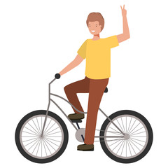 Fototapeta premium young man with bicycle avatar character