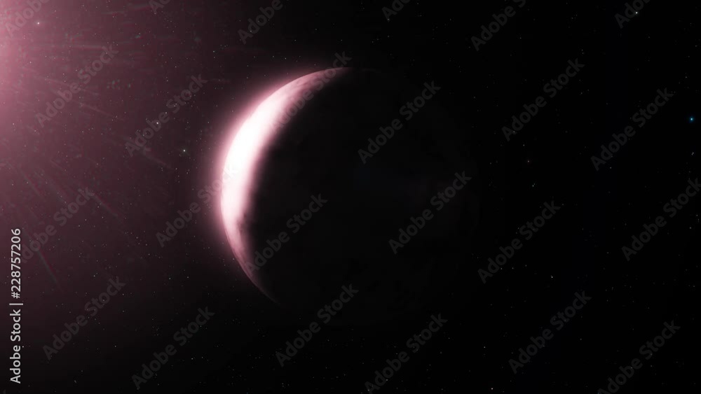Poster deep space planets in solar system. stars in the sky. uninhabited planet in deep space. animation of