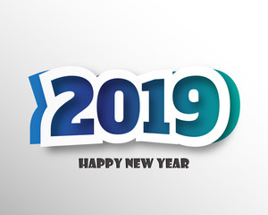 Happy new 2019 year. Greetings card. Colorful design. Vector illustration.