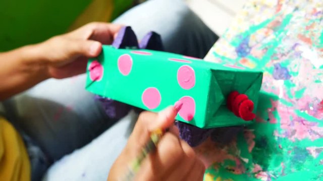 Handmade painting of crafts and toys to pass the time