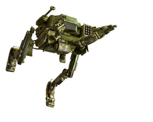 camouflage mech in a white background
