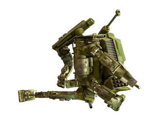 camouflage mech in a white background