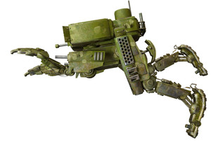 camouflage mech in a white background