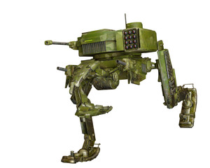 camouflage mech in a white background