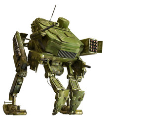 camouflage mech in a white background