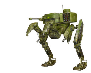 camouflage mech in a white background