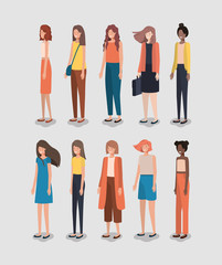 Fototapeta premium group of women friends characters
