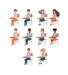 group of young students in school chairs