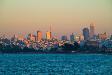San Francisco Skyline Illuminated By the Setting Sun