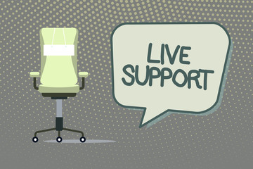 Writing note showing Live Support. Business photo showcasing Web service that allows visitors to communicate with business.