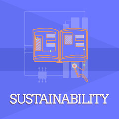 Writing note showing Sustainability. Business photo showcasing The ability to be maintained at a certain rate and level.