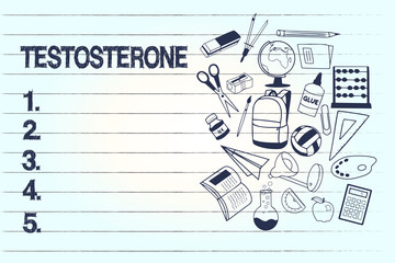 Conceptual hand writing showing Testosterone. Business photo text Hormone development of male secondary sexual characteristics.