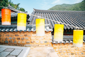 Fototapeta premium Beomeosa temple, Korean traditional architecture and colorful lanterns in Busan, Korea