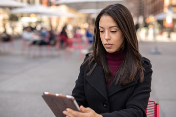 Young woman in city