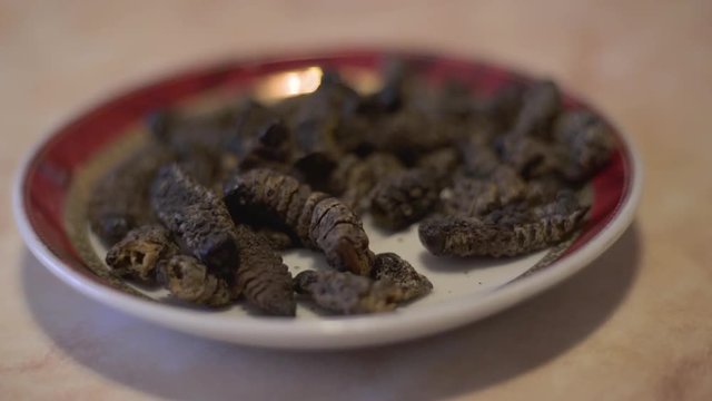 Typical traditional meal in Limpopo province of South Africa of Mopane worms