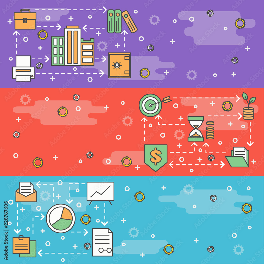 Canvas Prints vector thin line art web banner template set
