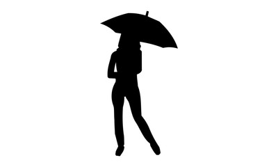 Silhouette vector style women when using an umbrella