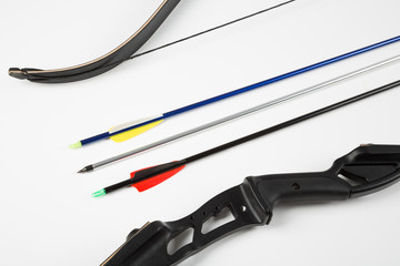 Bow and arrows isolated on white background