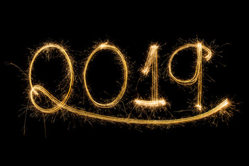 Happy new year 2019  written with Sparkle firework