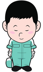 お辞儀する整備士