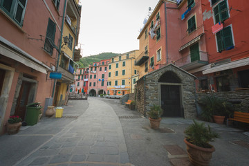 Fototapeta na wymiar Street in a traditional Italian village Manarola (Cinque Terre, Italy)