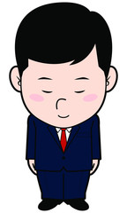 お辞儀する男性会社員