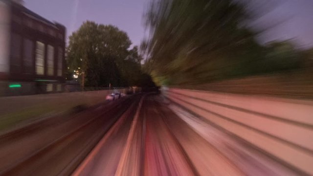 Night hyperlapse of London DLR route from Lewisham to Bank