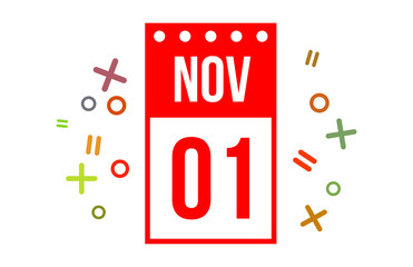 1 November Red Calendar Number