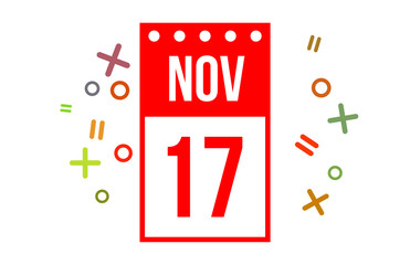 17 November Red Calendar Number