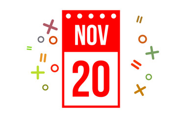20 November Red Calendar Number