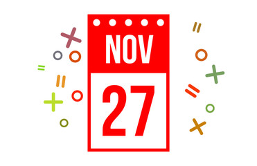 27 November Red Calendar Number