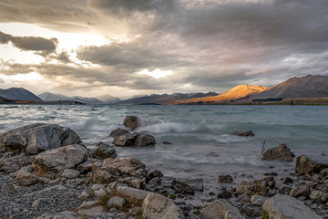 Lake and Mountains during sunset, Lake Tekapo, New Zealand