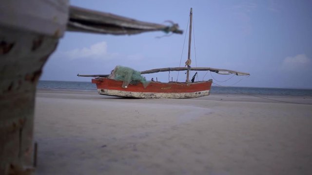 Fishing Boat Ashore at Dusk in Vilankulos, Mozambique