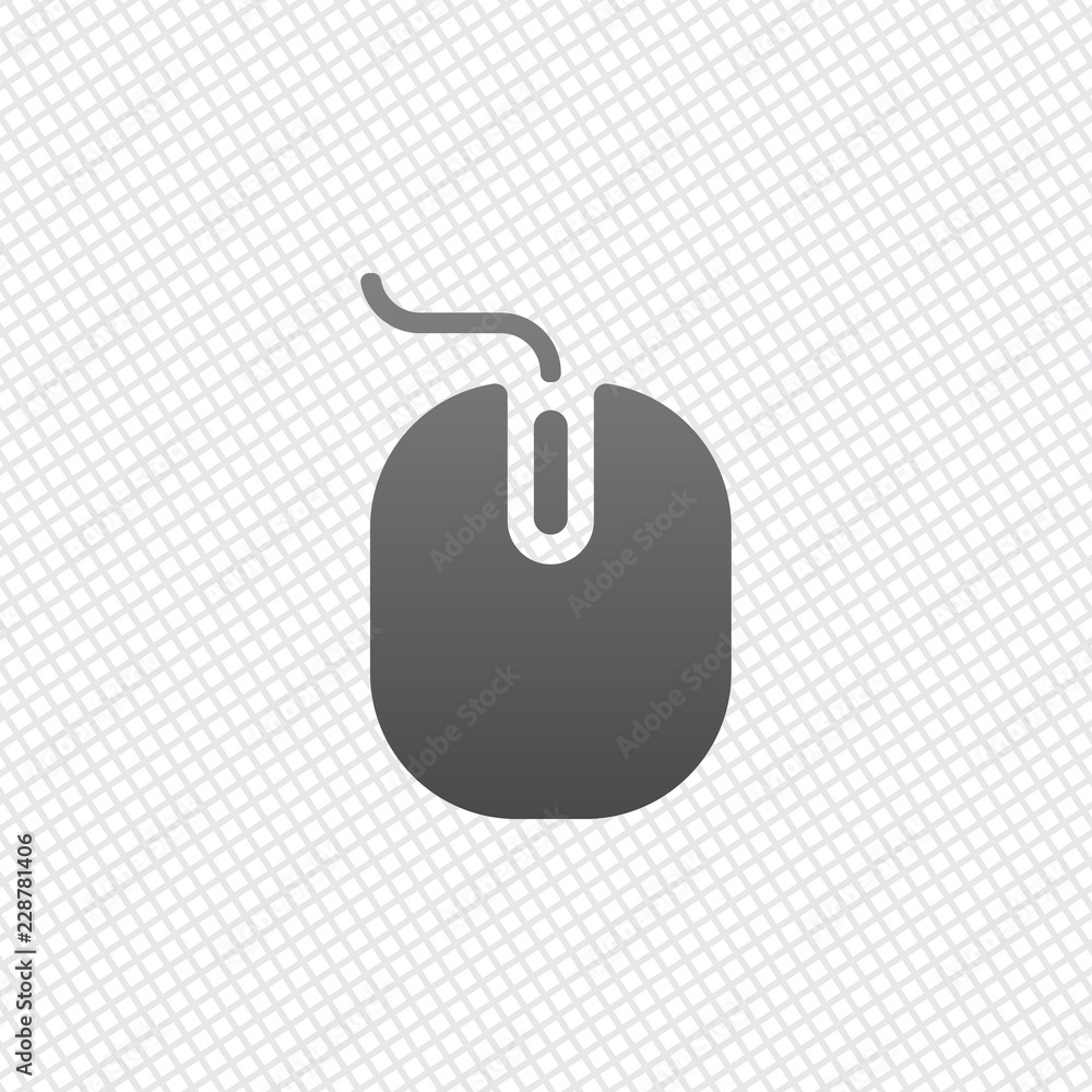 Poster computer mouse icon. on grid background