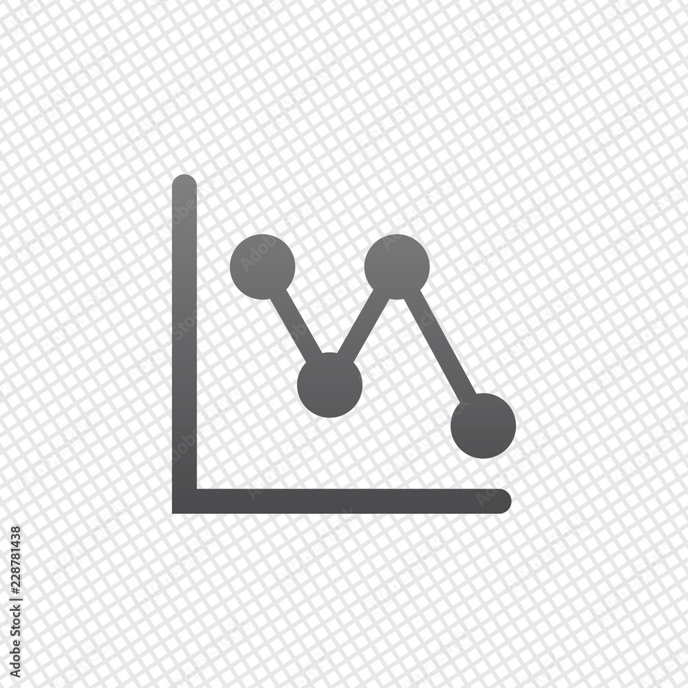 Poster declining graph line icon. on grid background