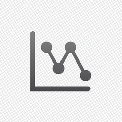 Declining graph line icon. On grid background