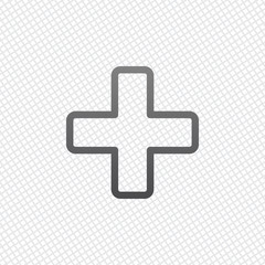 Medical cross icon. On grid background